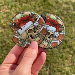 Reindeer Skeleton Christmas Car Coaster Set | Christmas Car Accessories